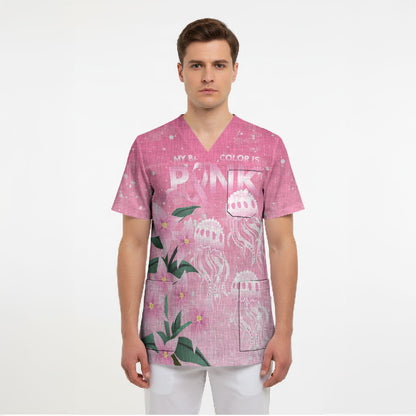 Personalised Pink Boronia of Hope Scrub Top Australia’s Fight Against Breast Cancer Support