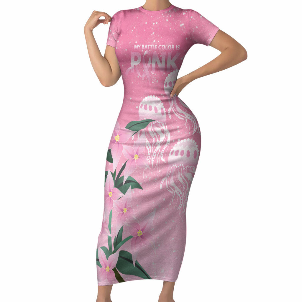 Personalised Pink Boronia of Hope Short Sleeve Bodycon Dress Australia’s Fight Against Breast Cancer Support