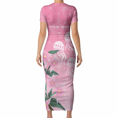 Personalised Pink Boronia of Hope Short Sleeve Bodycon Dress Australia’s Fight Against Breast Cancer Support