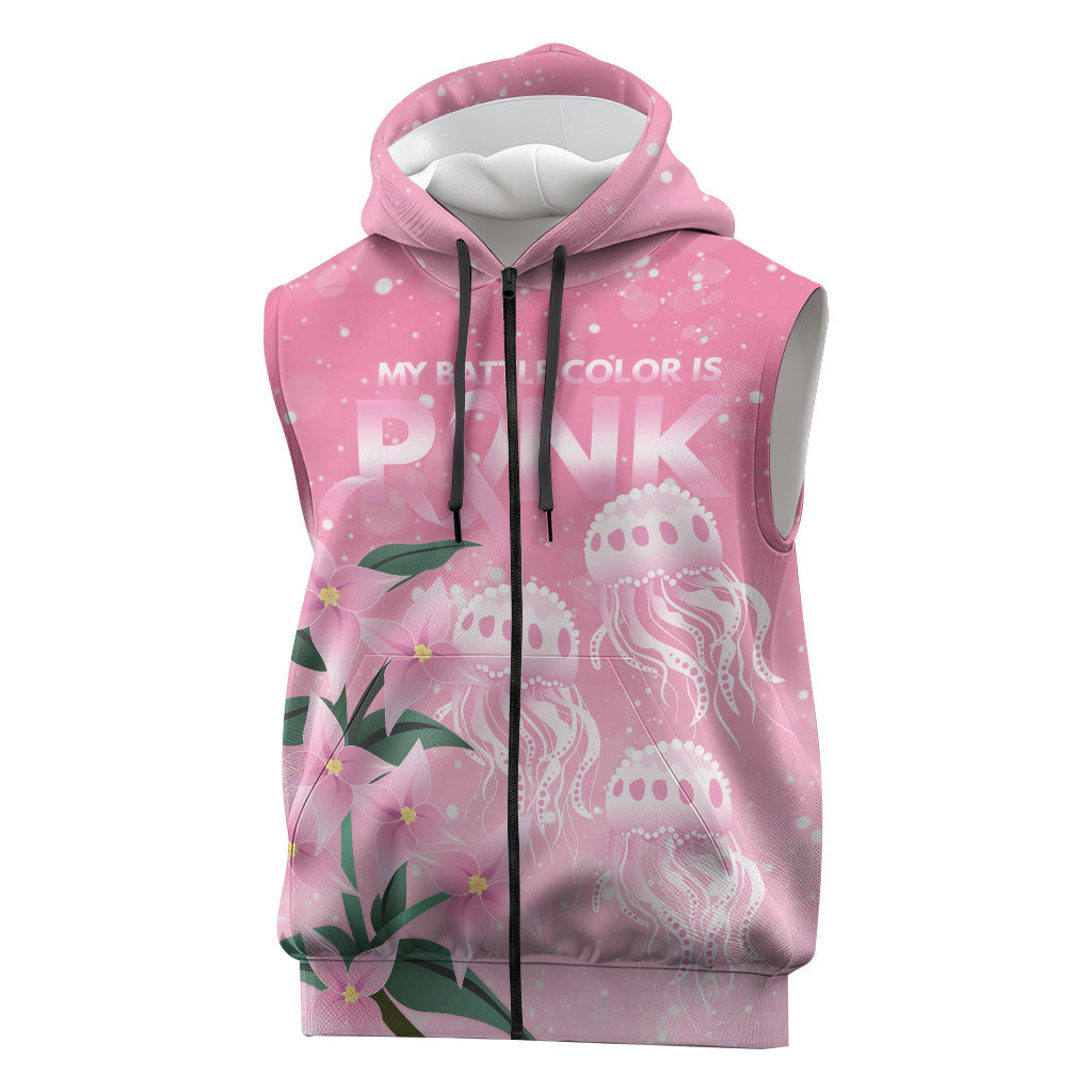Personalised Pink Boronia of Hope Sleeveless Zip Hoodie Australia’s Fight Against Breast Cancer Support