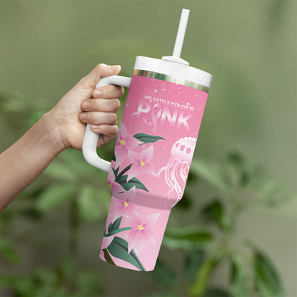 Personalised Pink Boronia of Hope Tumbler With Handle Australia’s Fight Against Breast Cancer Support