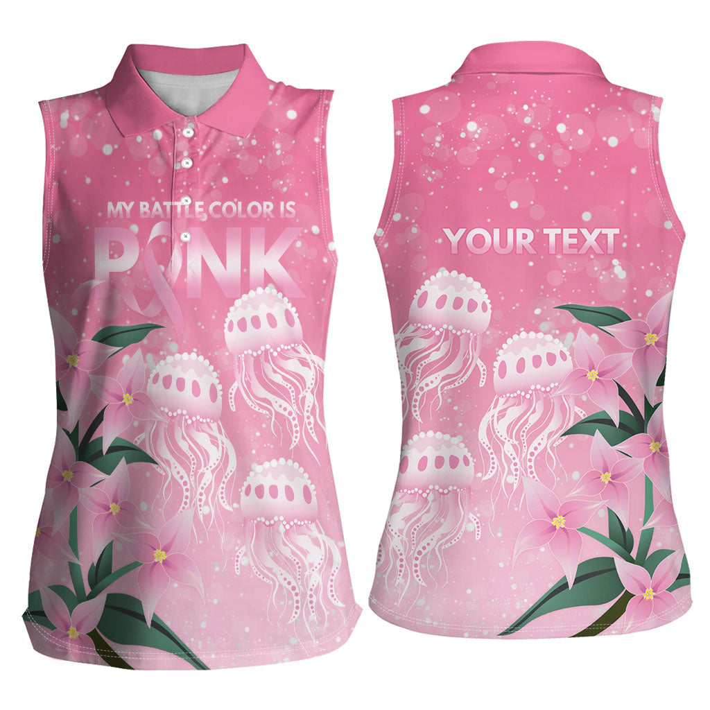 Personalised Pink Boronia of Hope Women Sleeveless Polo Shirt Australia’s Fight Against Breast Cancer Support