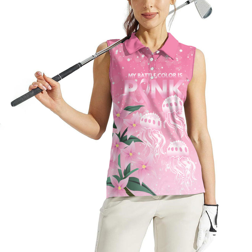 Personalised Pink Boronia of Hope Women Sleeveless Polo Shirt Australia’s Fight Against Breast Cancer Support