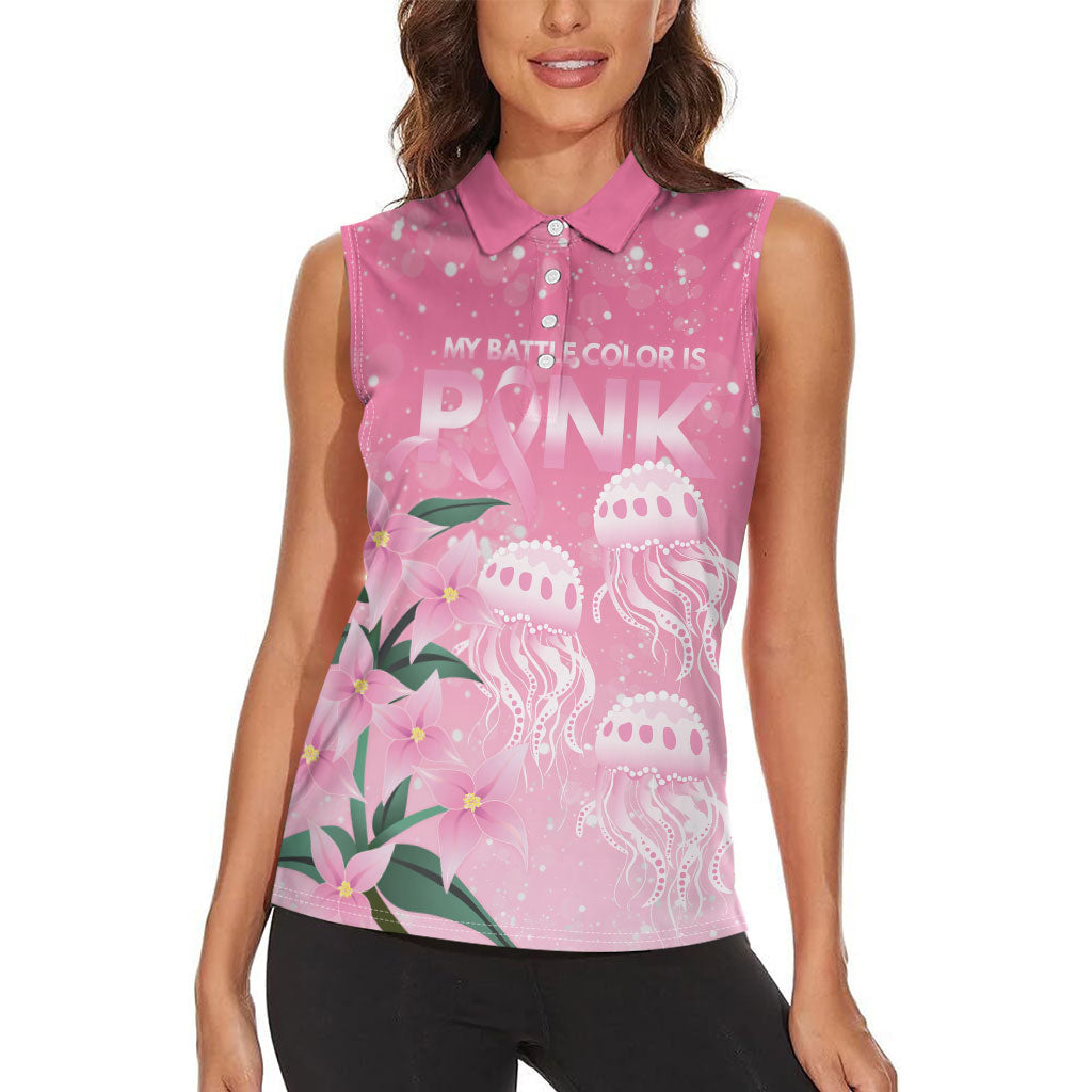 Personalised Pink Boronia of Hope Women Sleeveless Polo Shirt Australia’s Fight Against Breast Cancer Support