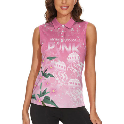 Personalised Pink Boronia of Hope Women Sleeveless Polo Shirt Australia’s Fight Against Breast Cancer Support