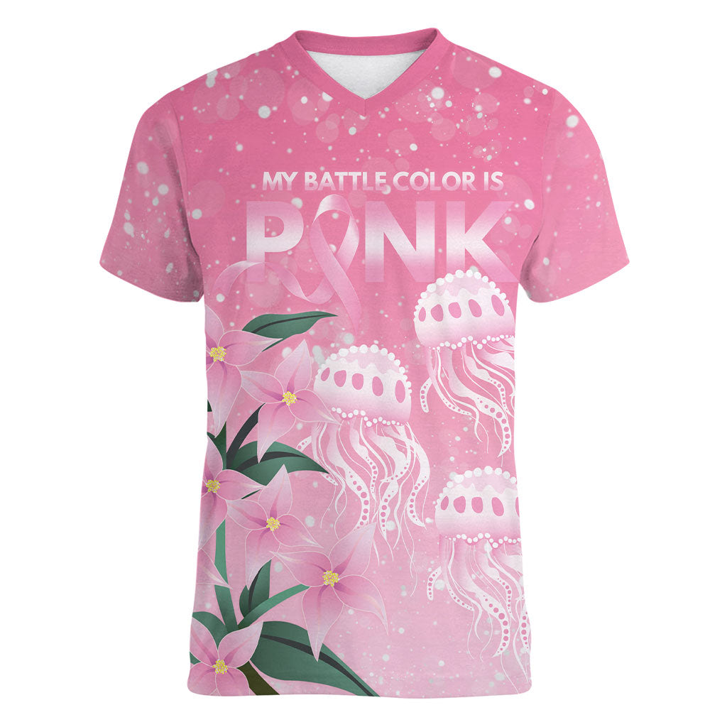 Personalised Pink Boronia of Hope Women V-Neck T-Shirt Australia’s Fight Against Breast Cancer Support
