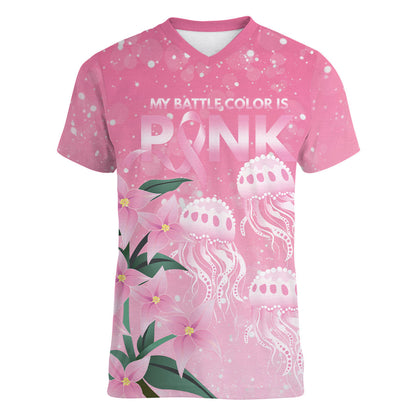 Personalised Pink Boronia of Hope Women V-Neck T-Shirt Australia’s Fight Against Breast Cancer Support