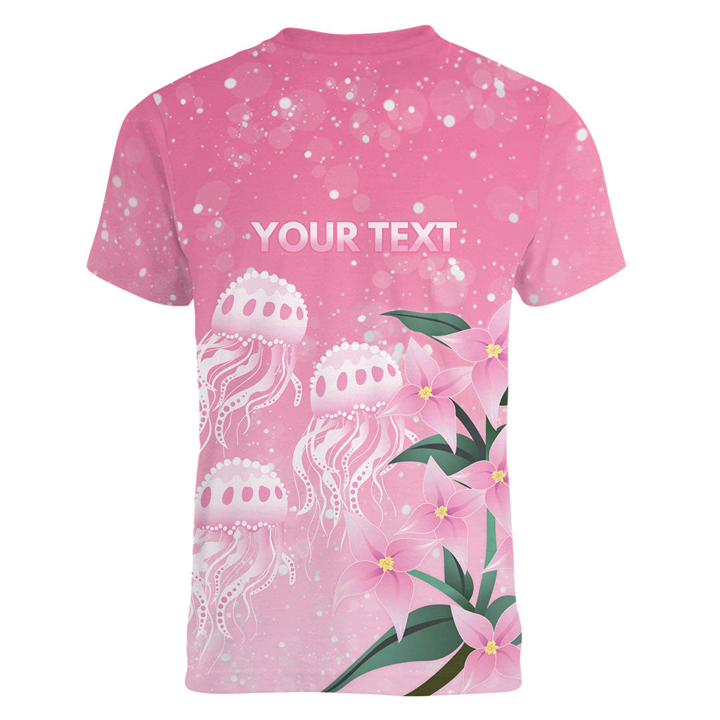 Personalised Pink Boronia of Hope Women V-Neck T-Shirt Australia’s Fight Against Breast Cancer Support