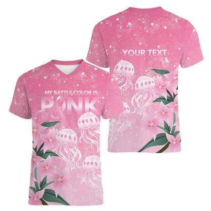 Personalised Pink Boronia of Hope Women V-Neck T-Shirt Australia’s Fight Against Breast Cancer Support