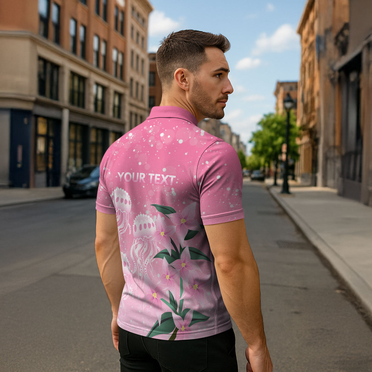 Personalised Pink Boronia of Hope Zipper Polo Shirt Australia’s Fight Against Breast Cancer Support