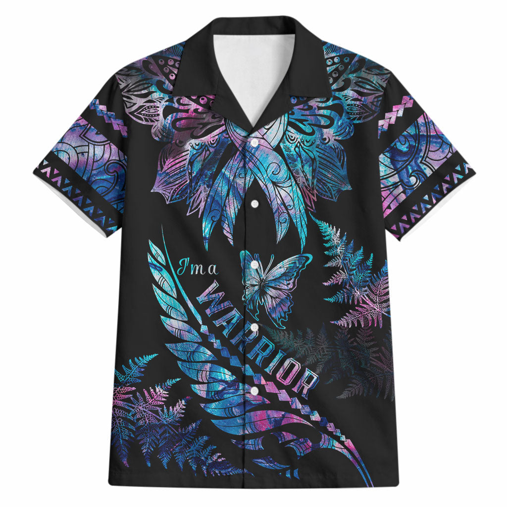 Polynesia Ribbon Butterflies Hawaiian Shirt Silver Fern Breast Cancer Support With Papua Shell Pattern