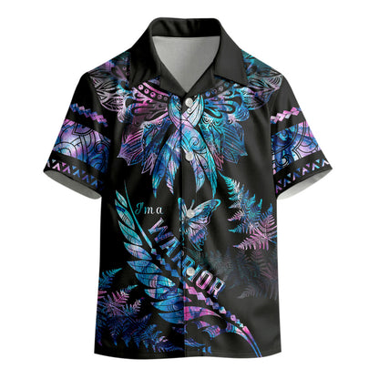 Polynesia Ribbon Butterflies Kid Hawaiian Shirt Silver Fern Breast Cancer Support With Papua Shell Pattern