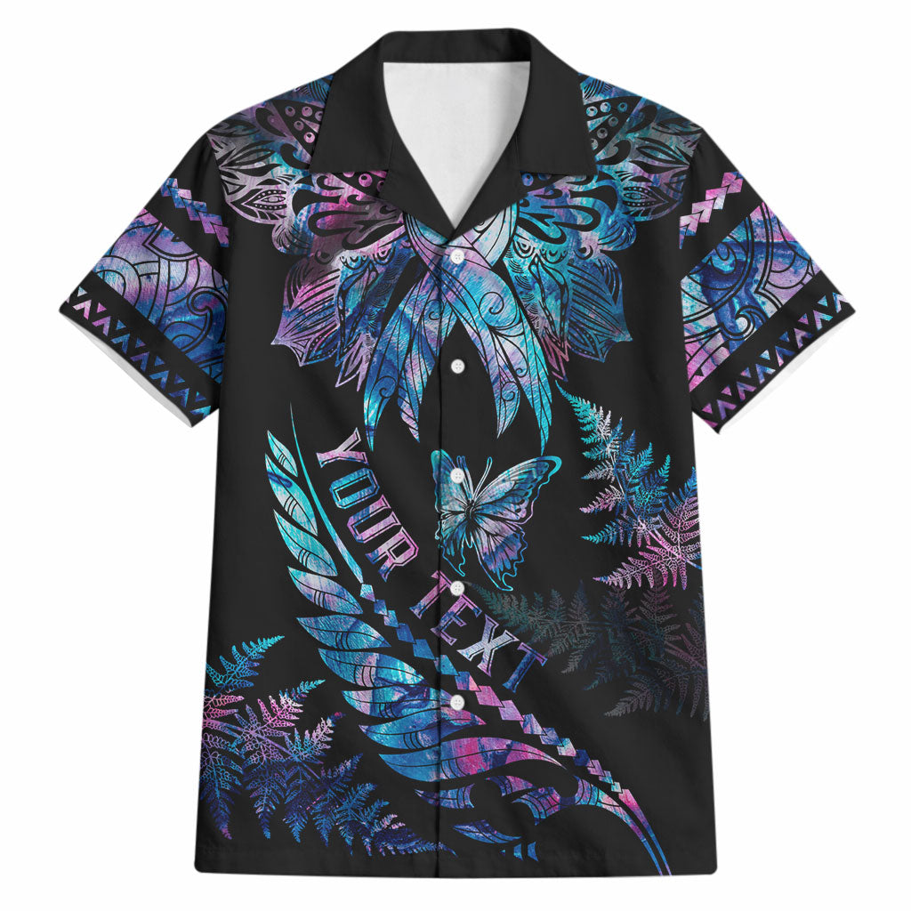 Personalised Polynesia Ribbon Butterflies Hawaiian Shirt Silver Fern Breast Cancer Support With Papua Shell Pattern