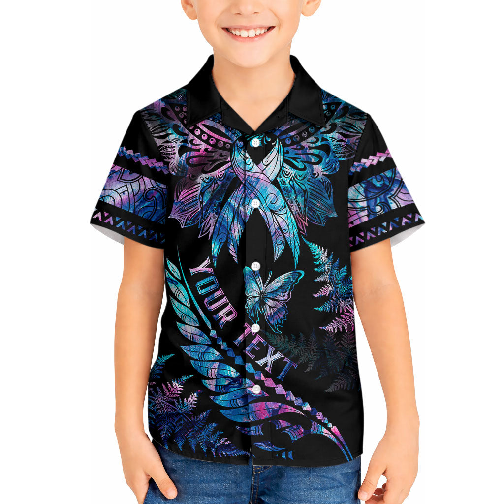 Personalised Polynesia Ribbon Butterflies Hawaiian Shirt Silver Fern Breast Cancer Support With Papua Shell Pattern