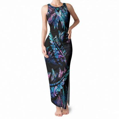 Personalised Polynesia Ribbon Butterflies Tank Maxi Dress Silver Fern Breast Cancer Support With Papua Shell Pattern