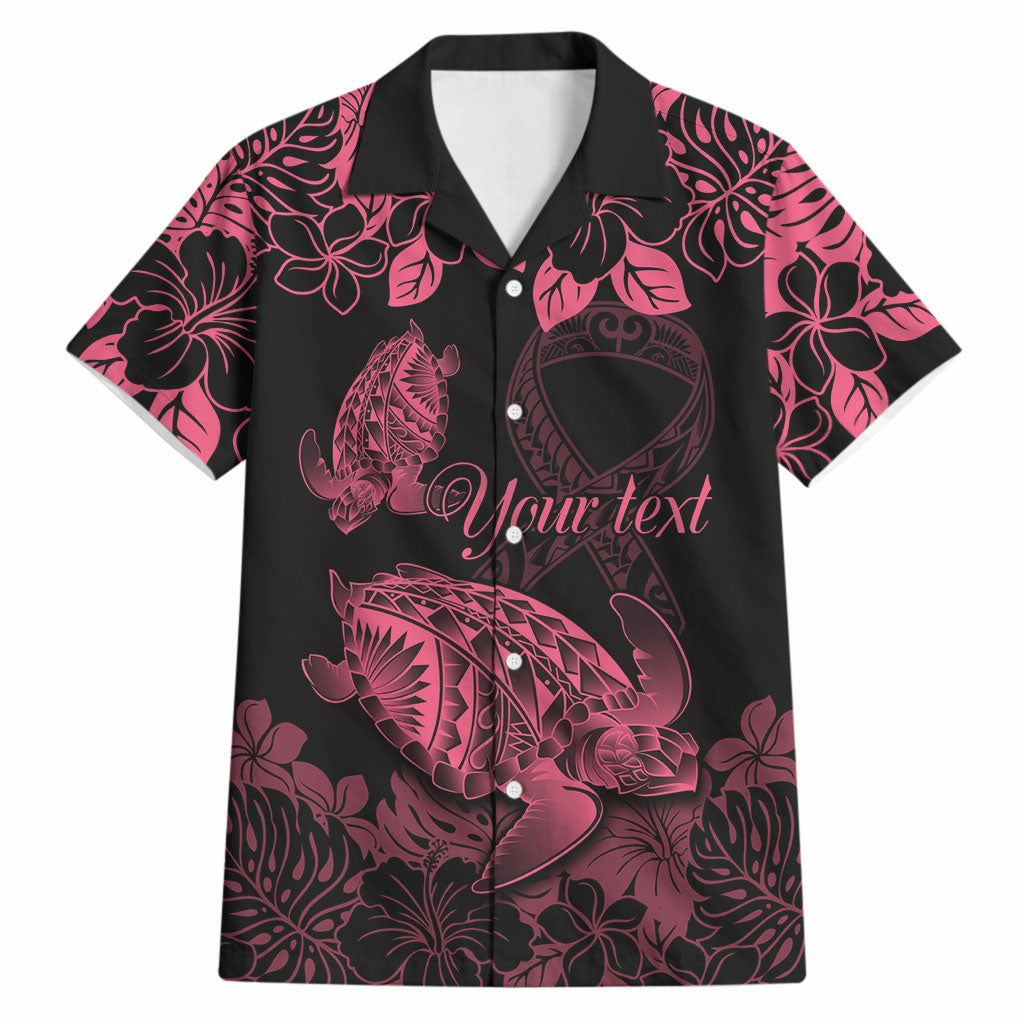 Personalised Polynesian Turtle Ribbon Hawaiian Shirt Think Pink Breast Cancer Support With Pacific Hibiscus