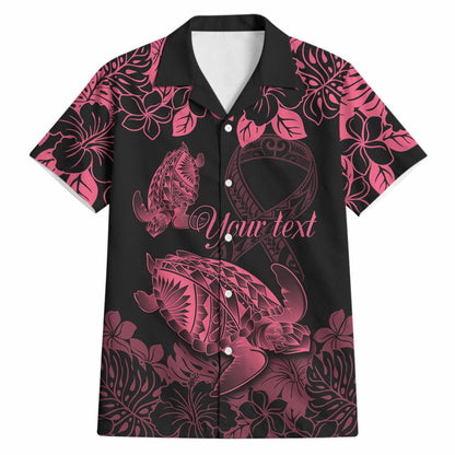Personalised Polynesian Turtle Ribbon Hawaiian Shirt Think Pink Breast Cancer Support With Pacific Hibiscus
