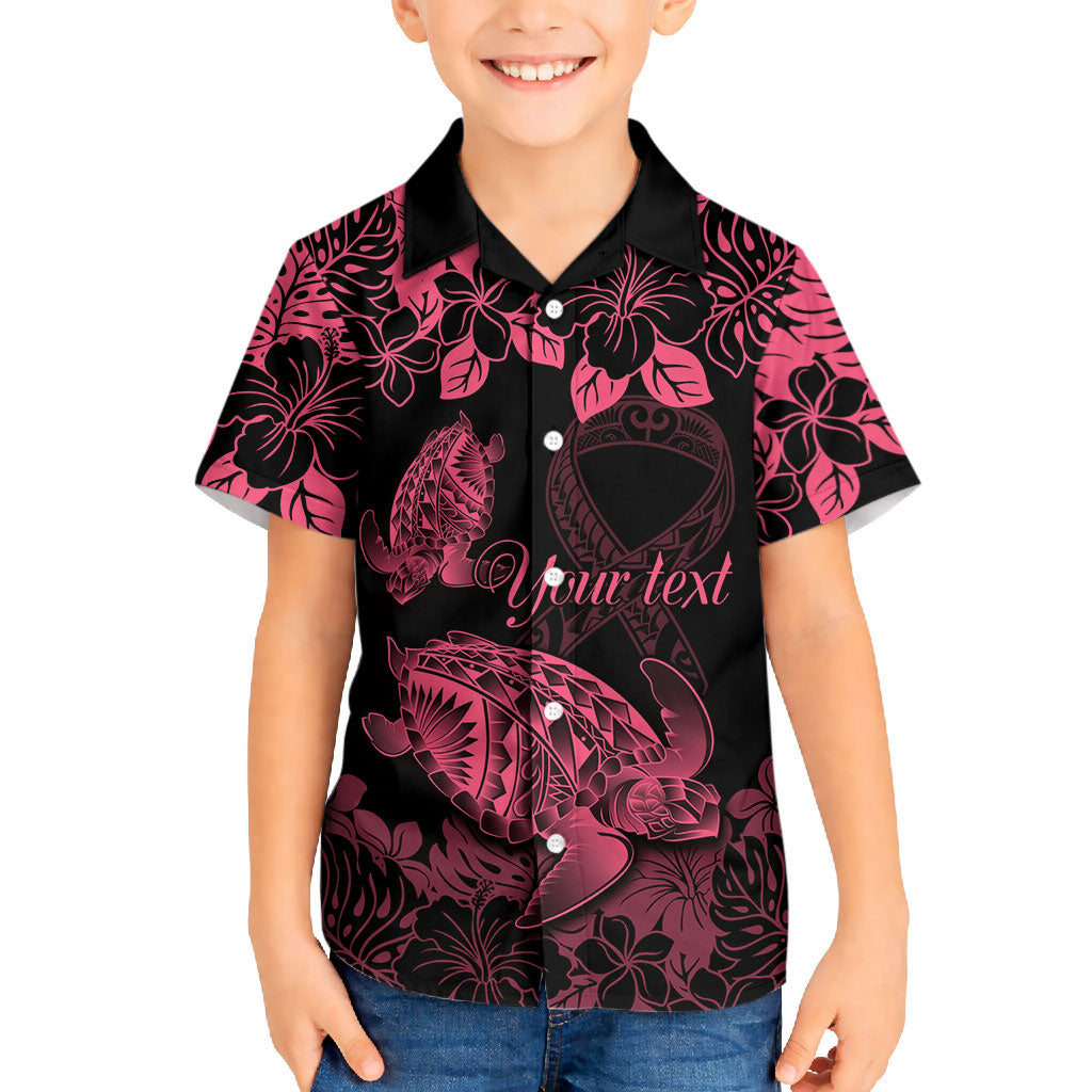 Personalised Polynesian Turtle Ribbon Hawaiian Shirt Think Pink Breast Cancer Support With Pacific Hibiscus