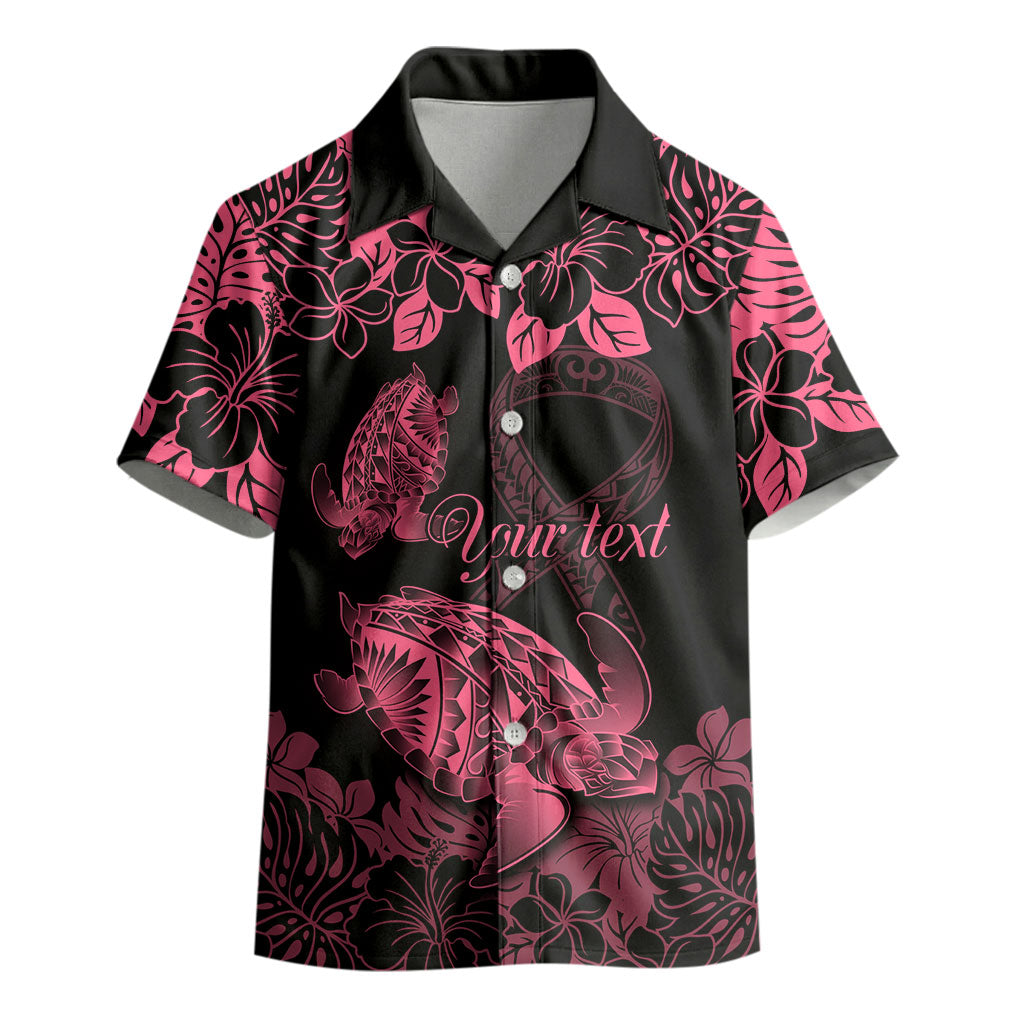 Personalised Polynesian Turtle Ribbon Kid Hawaiian Shirt Think Pink Breast Cancer Support With Pacific Hibiscus