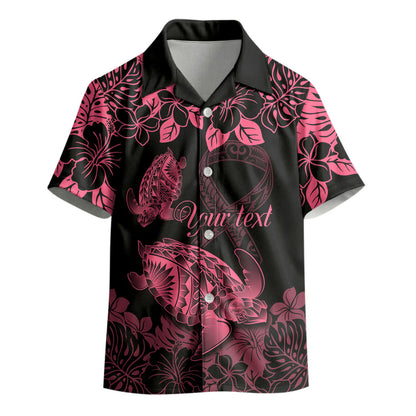 Personalised Polynesian Turtle Ribbon Kid Hawaiian Shirt Think Pink Breast Cancer Support With Pacific Hibiscus