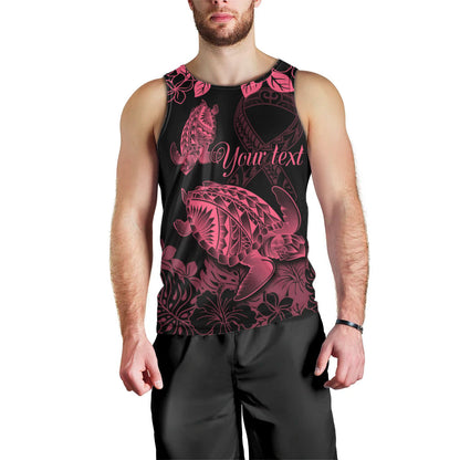 Personalised Polynesian Turtle Ribbon Men Tank Top Think Pink Breast Cancer Support With Pacific Hibiscus