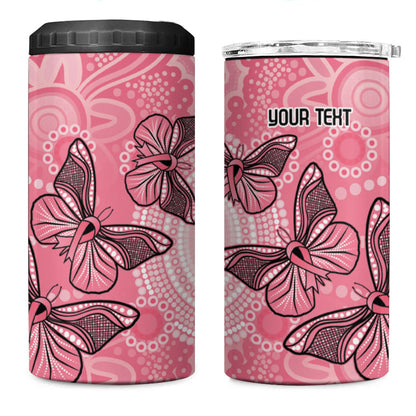 Personalized Pink Butterfly Spirit 4 in 1 Can Cooler Tumbler Australia’s Breast Cancer Support