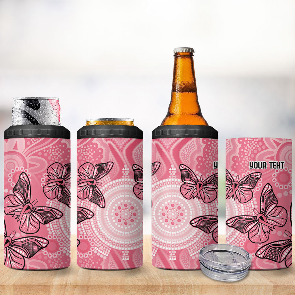 Personalized Pink Butterfly Spirit 4 in 1 Can Cooler Tumbler Australia’s Breast Cancer Support