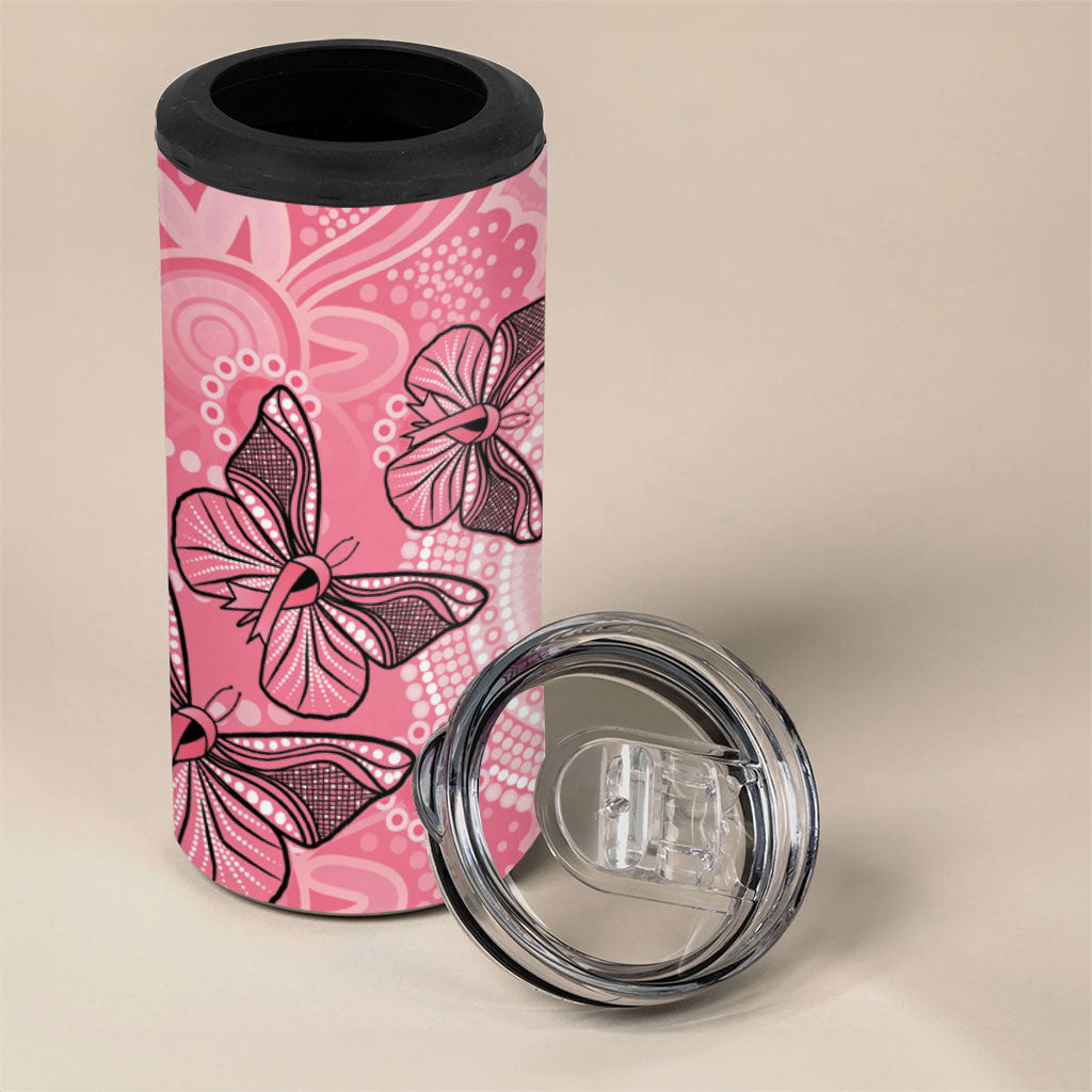 Personalized Pink Butterfly Spirit 4 in 1 Can Cooler Tumbler Australia’s Breast Cancer Support