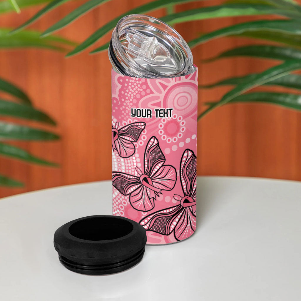 Personalized Pink Butterfly Spirit 4 in 1 Can Cooler Tumbler Australia’s Breast Cancer Support