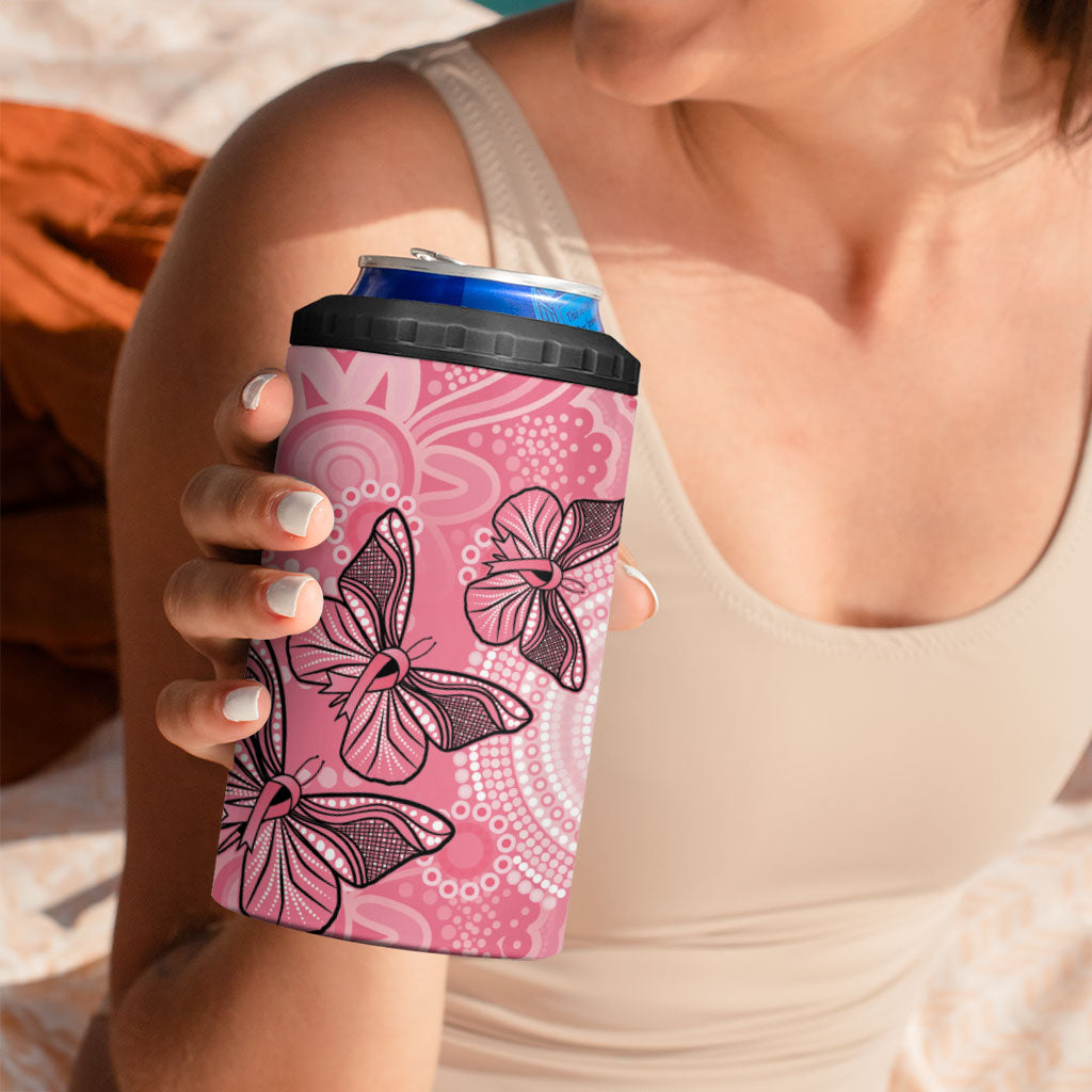 Personalized Pink Butterfly Spirit 4 in 1 Can Cooler Tumbler Australia’s Breast Cancer Support