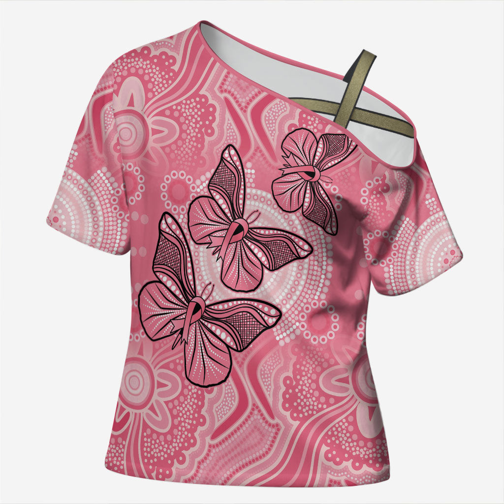 Personalized Pink Butterfly Spirit Cross Shoulder Shirt Australia’s Breast Cancer Support