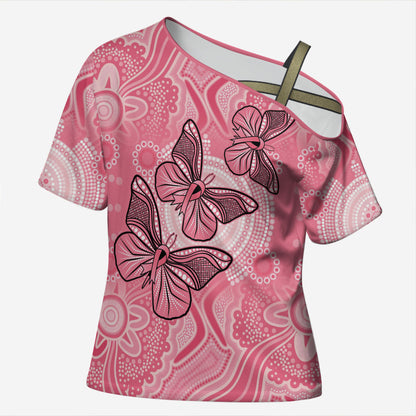 Personalized Pink Butterfly Spirit Cross Shoulder Shirt Australia’s Breast Cancer Support