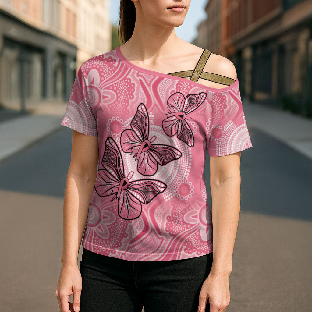 Personalized Pink Butterfly Spirit Cross Shoulder Shirt Australia’s Breast Cancer Support