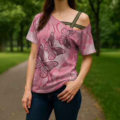 Personalized Pink Butterfly Spirit Cross Shoulder Shirt Australia’s Breast Cancer Support