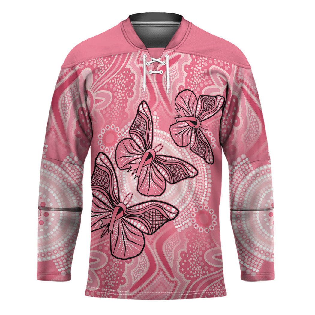 Personalized Pink Butterfly Spirit Hockey Jersey Australia’s Breast Cancer Support
