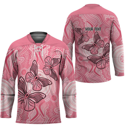 Personalized Pink Butterfly Spirit Hockey Jersey Australia’s Breast Cancer Support