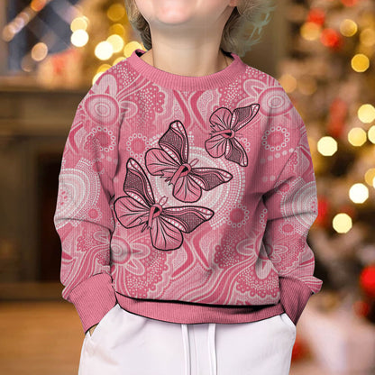 Personalized Pink Butterfly Spirit Kid Ugly Christmas Sweater Australia’s Breast Cancer Support