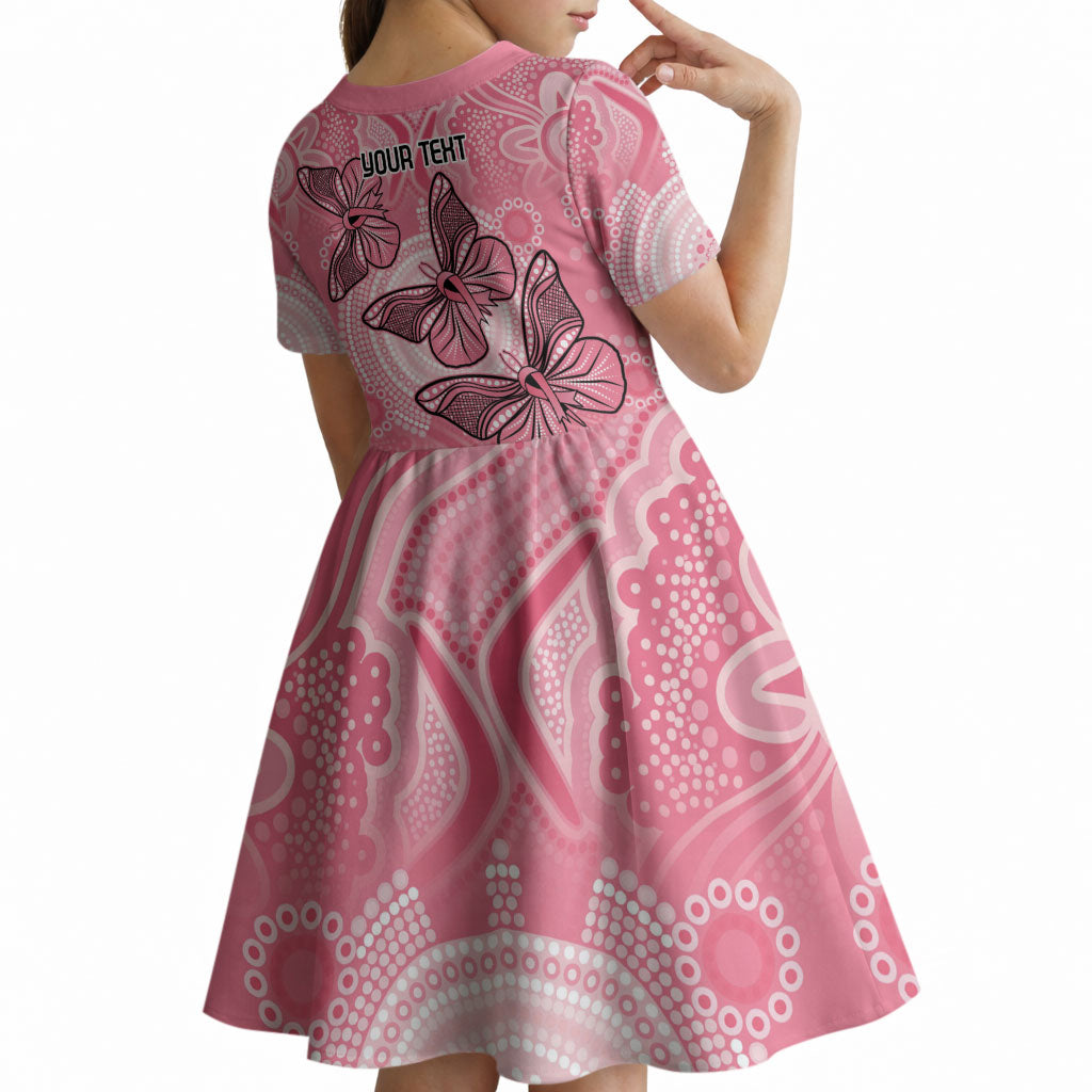 Personalized Pink Butterfly Spirit Kid Short Sleeve Dress Australia’s Breast Cancer Support