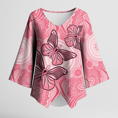 Personalized Pink Butterfly Spirit Kimono Sleeve Blouse Australia’s Breast Cancer Support