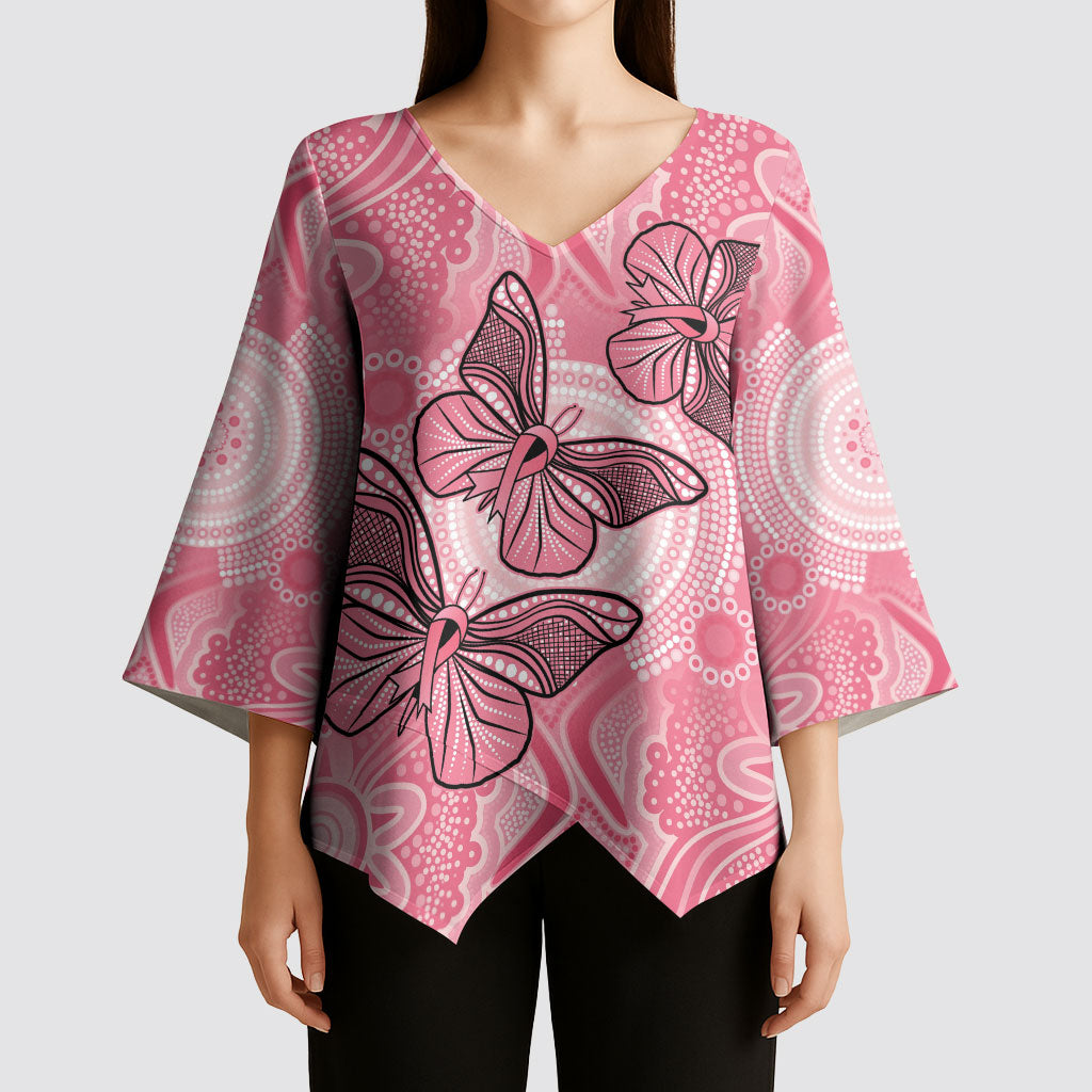 Personalized Pink Butterfly Spirit Kimono Sleeve Blouse Australia’s Breast Cancer Support