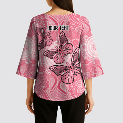 Personalized Pink Butterfly Spirit Kimono Sleeve Blouse Australia’s Breast Cancer Support