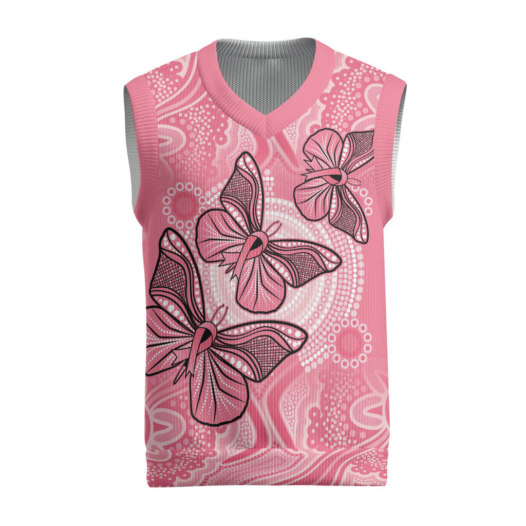 Personalized Pink Butterfly Spirit Christmas Knitted V-Neck Vest Australia’s Breast Cancer Support