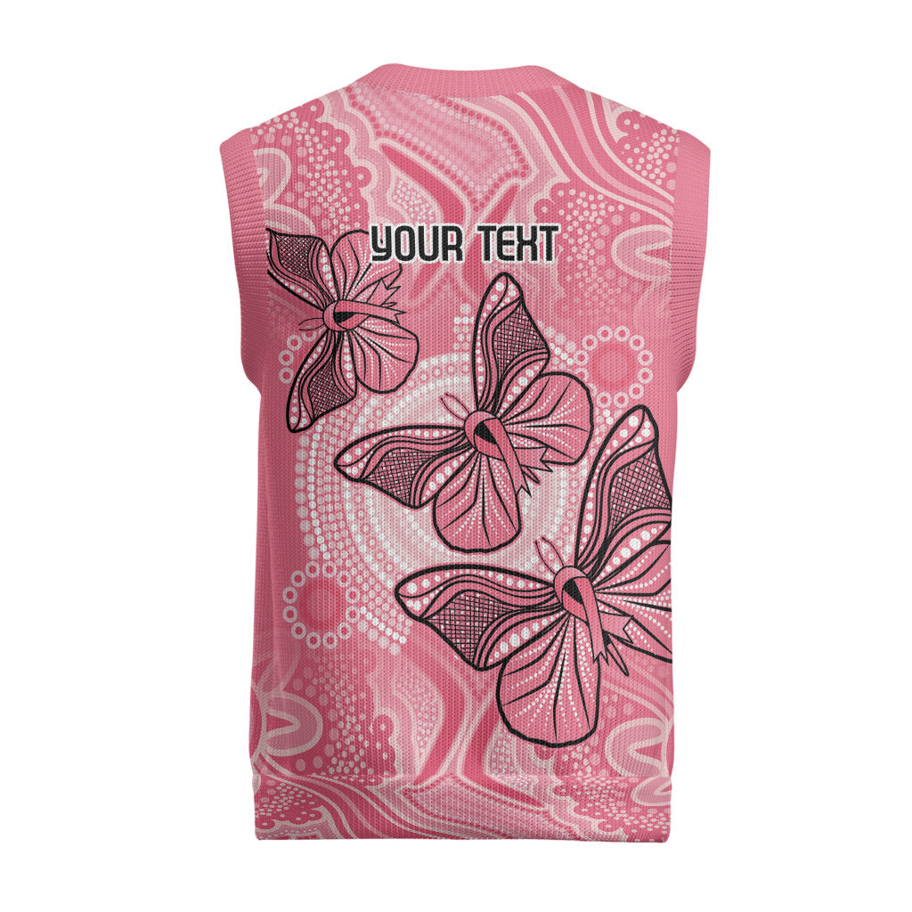 Personalized Pink Butterfly Spirit Christmas Knitted V-Neck Vest Australia’s Breast Cancer Support