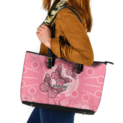 Personalized Pink Butterfly Spirit Leather Tote Bag Australia’s Breast Cancer Support