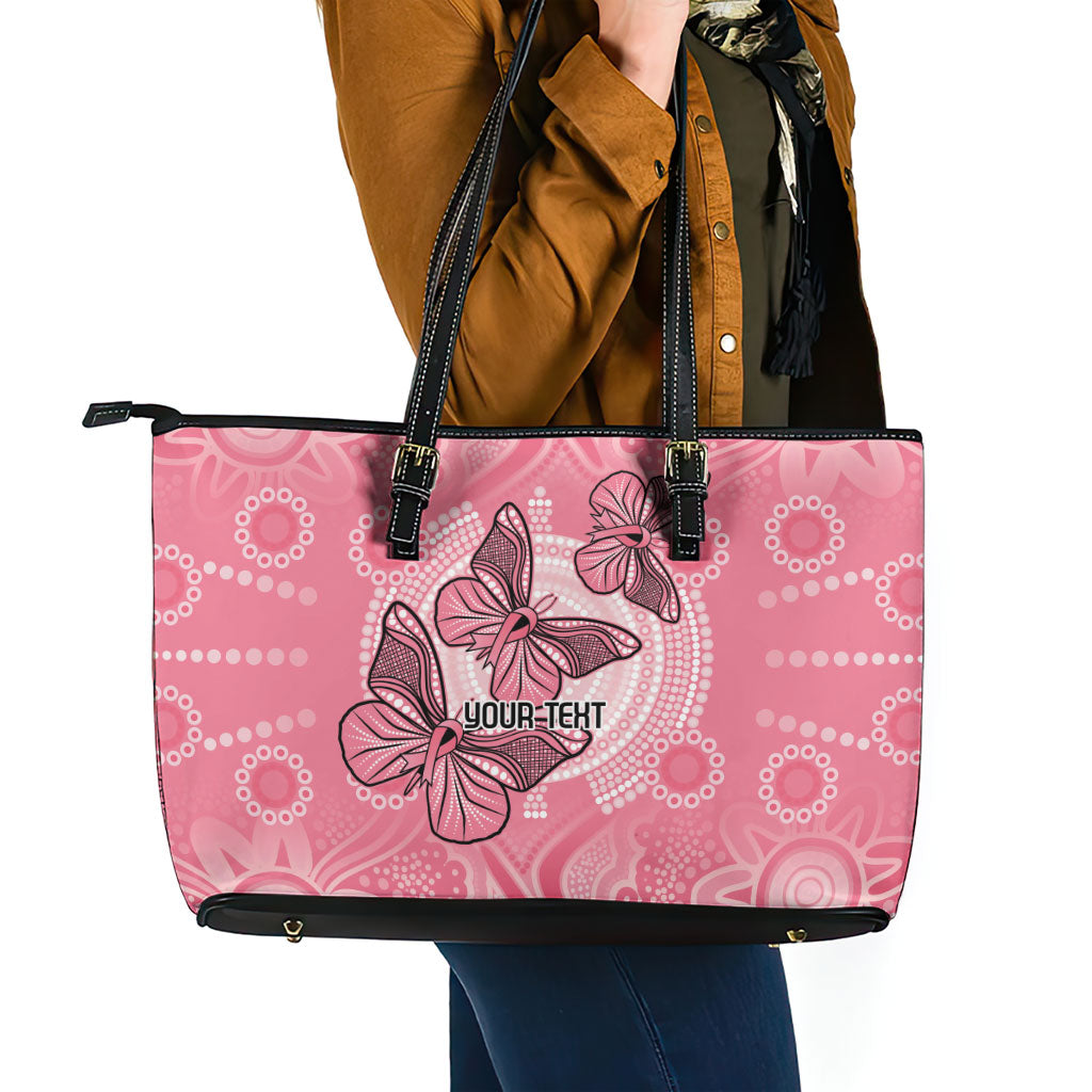 Personalized Pink Butterfly Spirit Leather Tote Bag Australia’s Breast Cancer Support