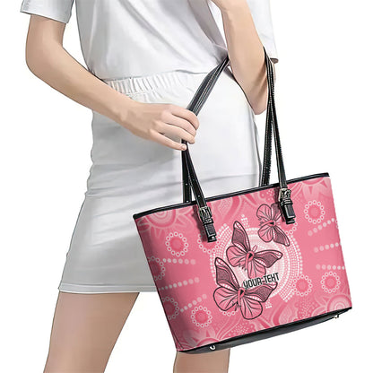 Personalized Pink Butterfly Spirit Leather Tote Bag Australia’s Breast Cancer Support