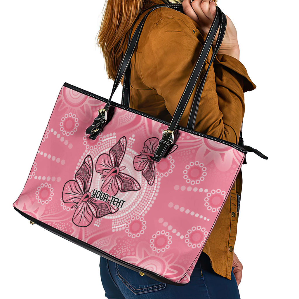 Personalized Pink Butterfly Spirit Leather Tote Bag Australia’s Breast Cancer Support