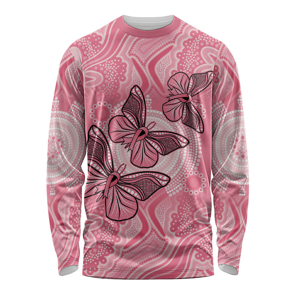 Personalized Pink Butterfly Spirit Long Sleeve Shirt Australia’s Breast Cancer Support