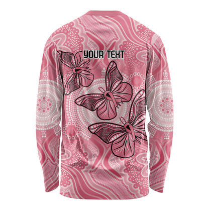 Personalized Pink Butterfly Spirit Long Sleeve Shirt Australia’s Breast Cancer Support