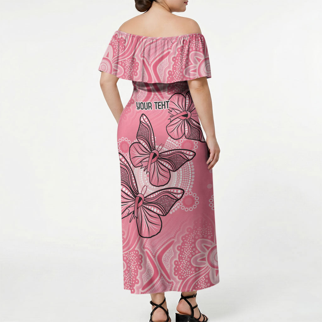 Personalized Pink Butterfly Spirit Off Shoulder Maxi Dress Australia’s Breast Cancer Support